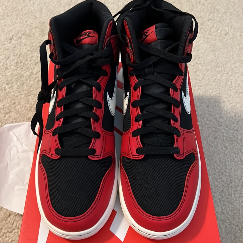 Nike Dunk Hi Retro SE Tartan Plaid Red Black Ivory